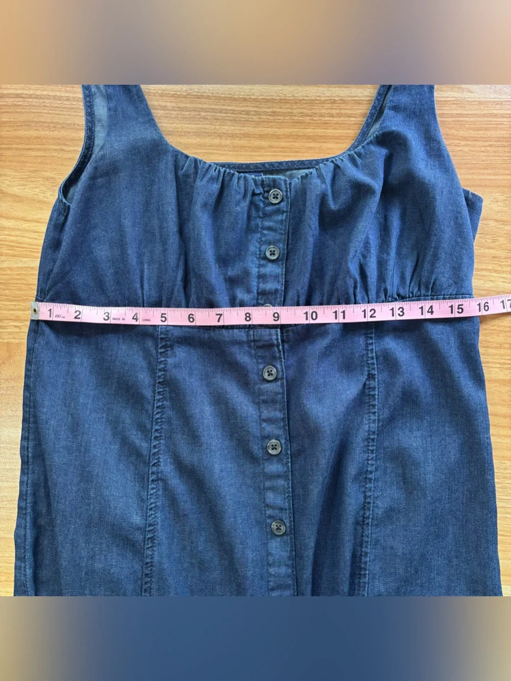 GAP UltraSoft Denim Square-Neck Mini Dress Vacation Outfit Small - Picture 12 of 12